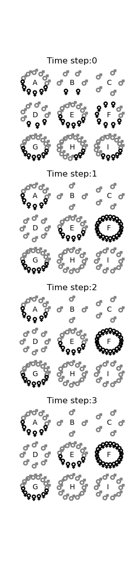 Time step:0, Time step:1, Time step:2, Time step:3